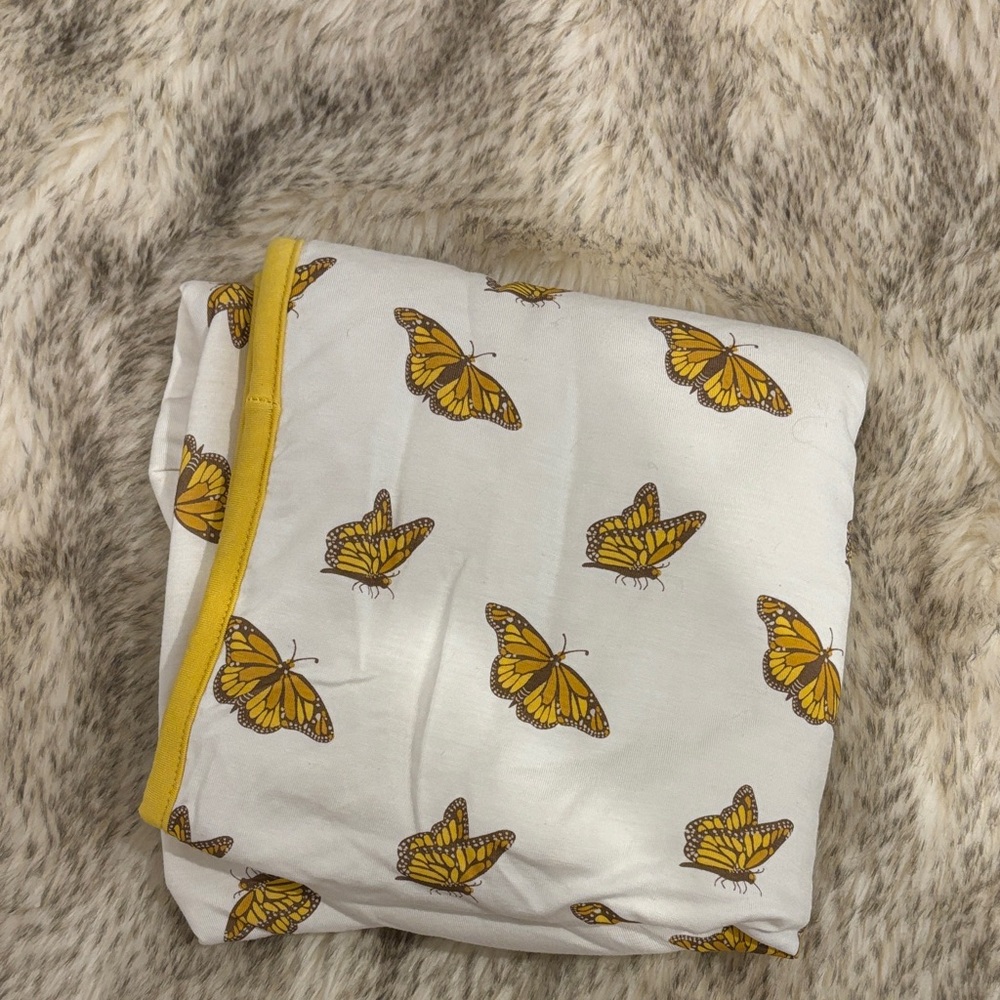 Monarch Butterfly Bamboo Kyte Baby Blanket Yellow and White